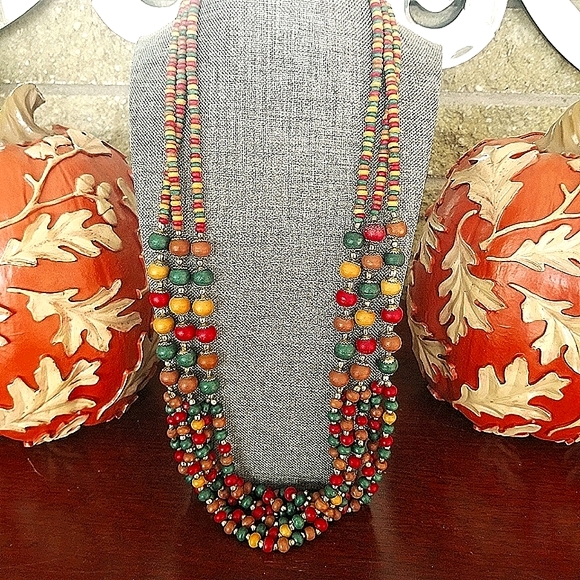 Layered, Multi Strand Beaded Necklace - Picture 3 of 13